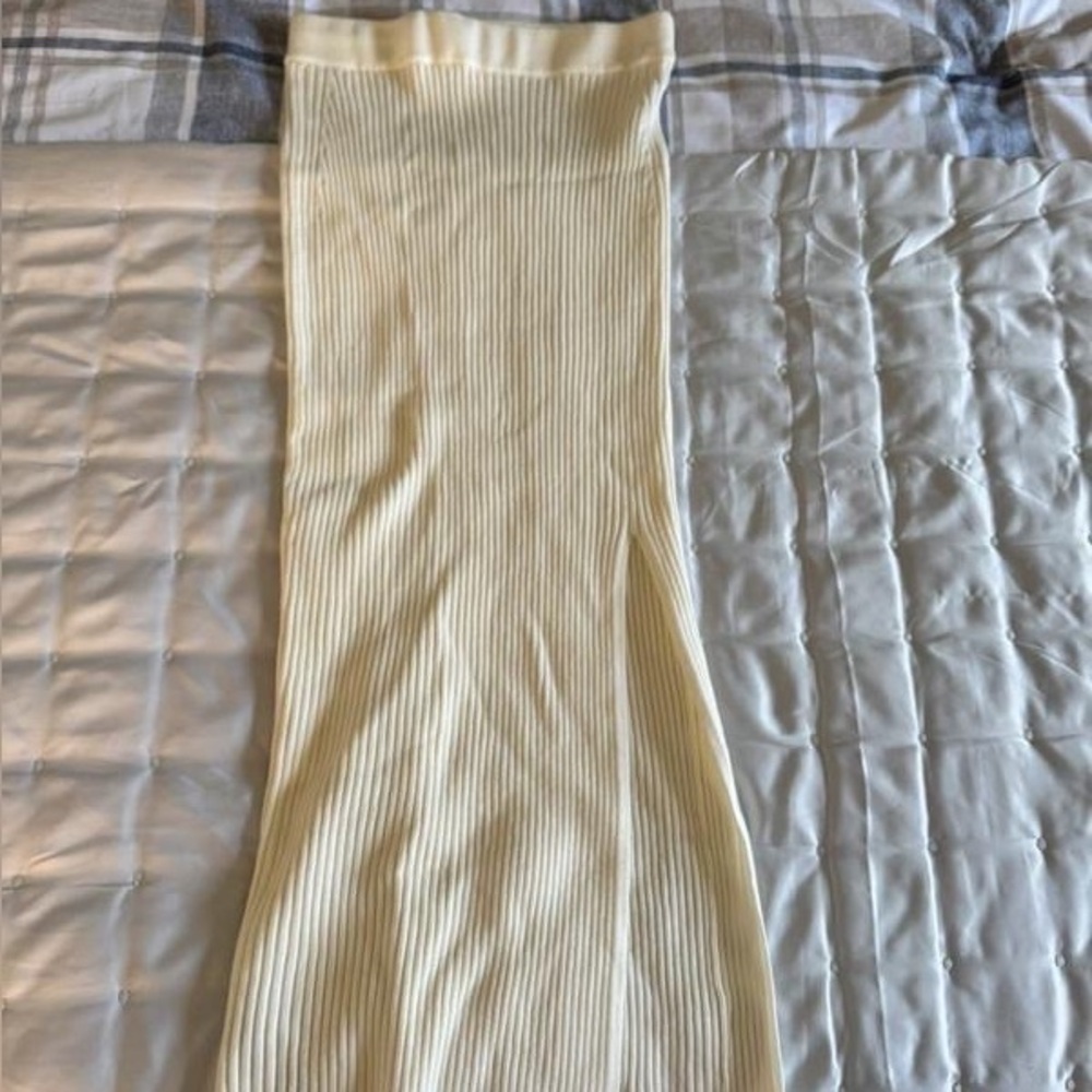 Jack Wills Cream Ribbed Maxi Pencil Skirt